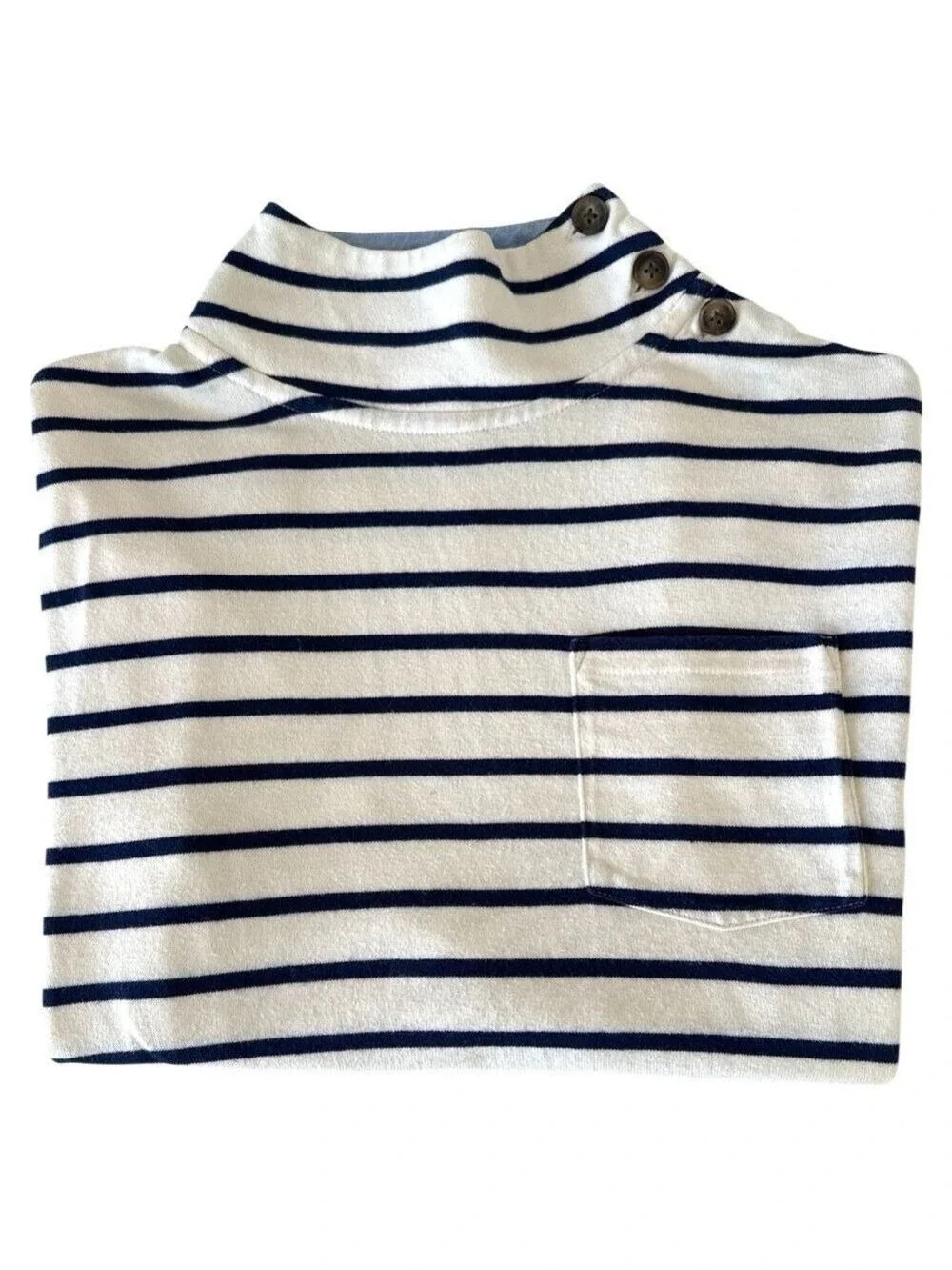 Vineyard Vines Striped Button Mockneck Cotton Long Sleeve Top Size Small - Picture 4 of 8
